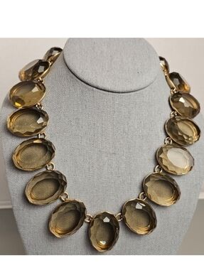 [J. CREW] Bezel Set Large Smokey Lucite Stones  Statement Collar Necklace